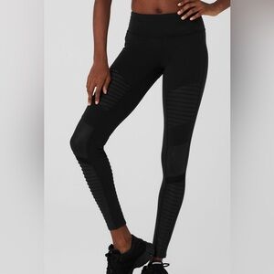Alo Yoga Women  High-Waist Mesh Black Moto Leggings pants Size Medium.
